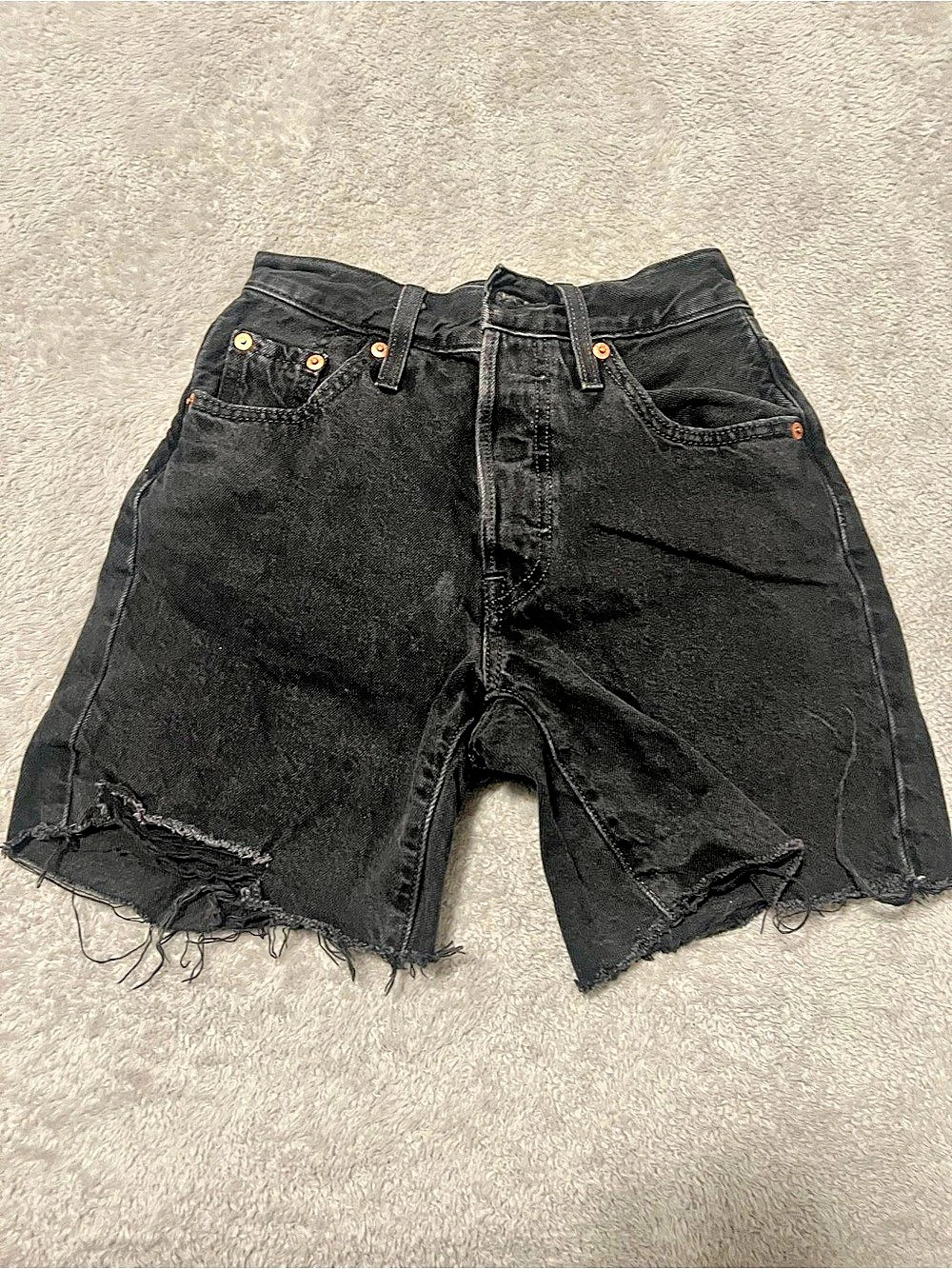 Levi's 501 Original High Rise Cut-Off Denim Shorts Black Cutoff Jean Shorts